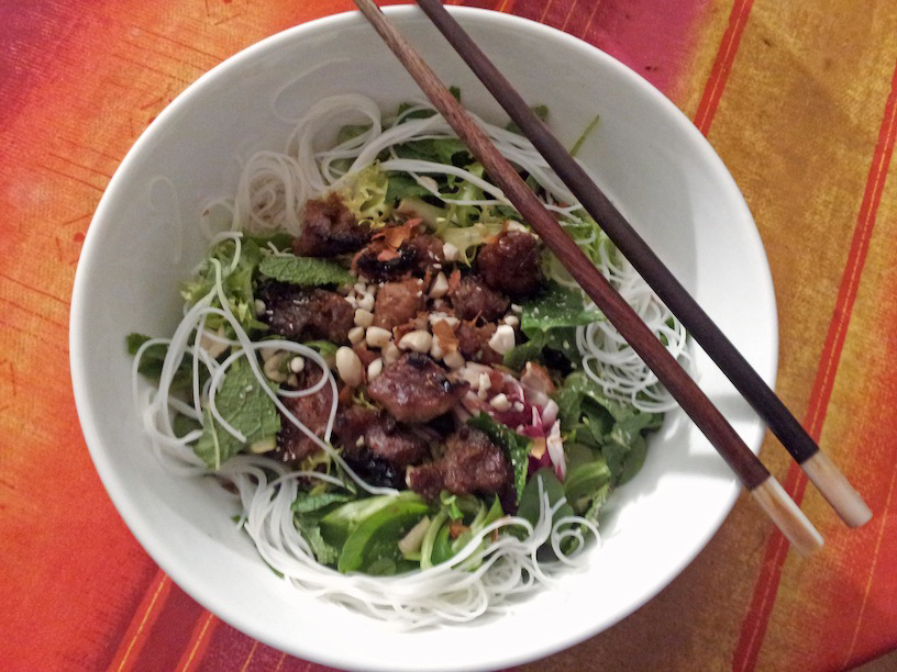 Bun thit nuong: barbecued pork on rice noodles