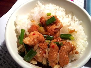 Ga kho gung: braised chicken with ginger