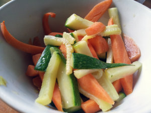 Wok-seared zucchini and carrots