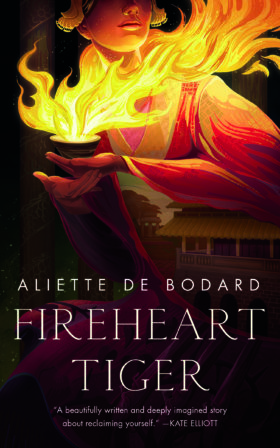 Fireheart Tiger cover, featuring a woman holding a Vietnamese palace in her sleeve